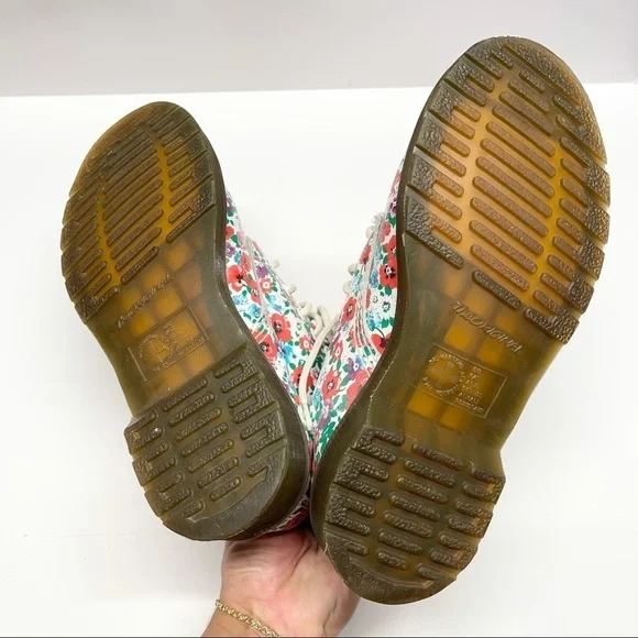 Dr. Martens 1460 Pascal White Wild Poppy Floral Lace Up Boots - Picture 6 of 6